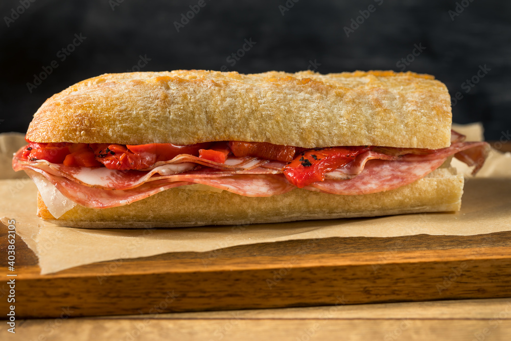 Homemade Spanish Ham Bocadillo Sandwich Homemade Spanish Ham Bocadillo Sandwich