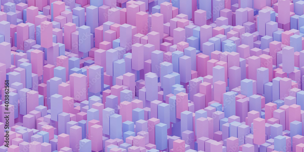 Obraz premium abstract violet and blue modern columns cube pillars 3d render illustration