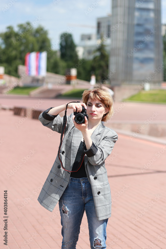 woman taking photo