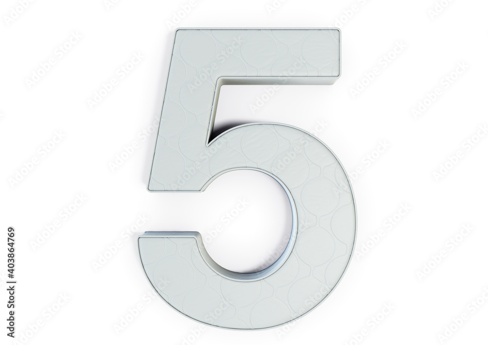 A illustration 3D of a mattress in the shape of number 5 A illustration 3D of a mattress in the shape of number 5