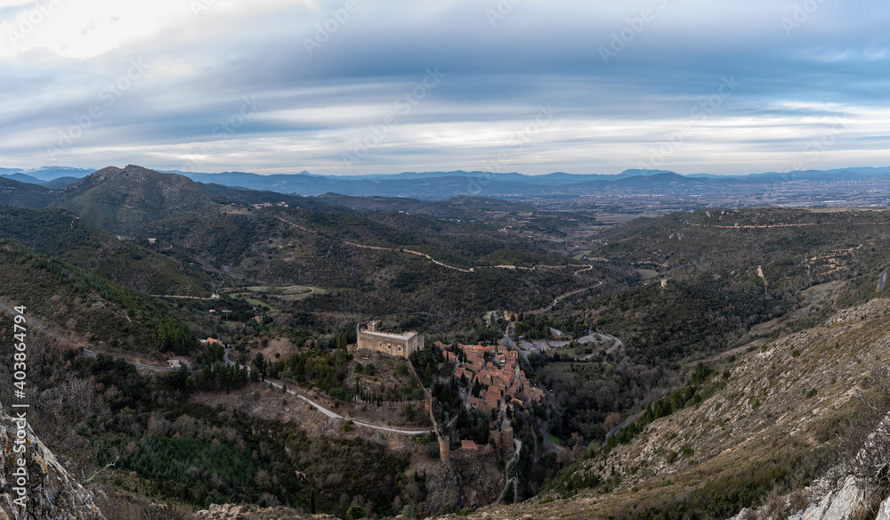 Panoramic view of a small catalan village in the mountains