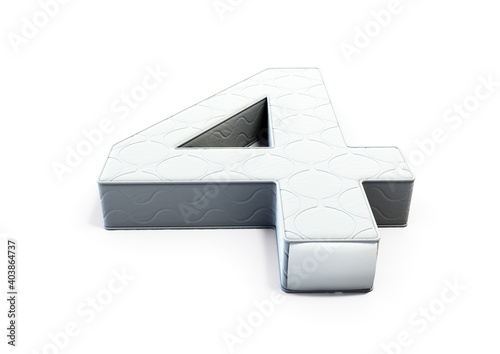 A illustration 3D of a mattress in the shape of number 4