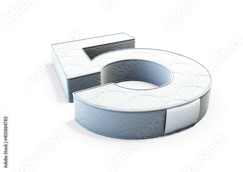A illustration 3D of a mattress in the shape of number 5