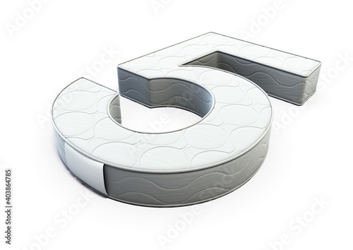 A illustration 3D of a mattress in the shape of number 5