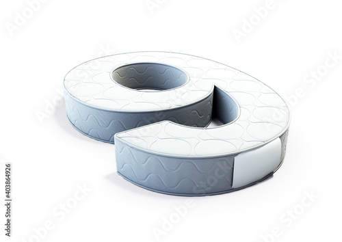 A illustration 3D of a mattress in the shape of number 9