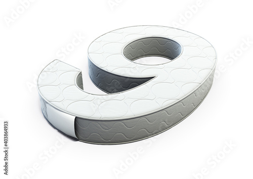 A illustration 3D of a mattress in the shape of number 9