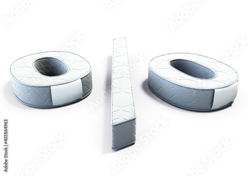 A illustration 3D of a mattress in the shape of percentagem