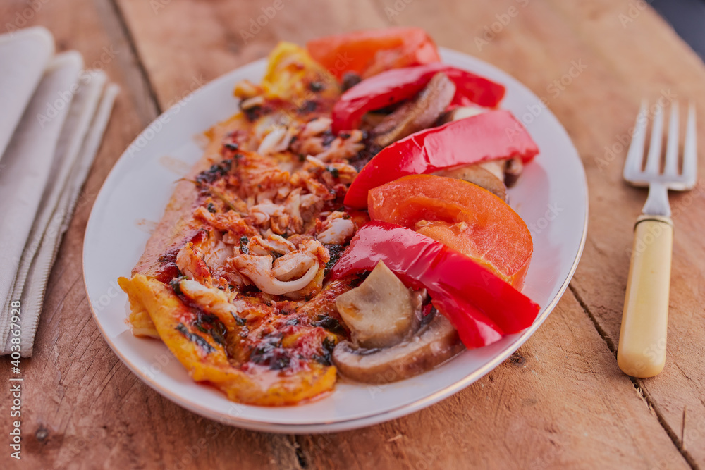 Basa catfish fillet with seared vegetables. Basa catfish fillet with seared vegetables.