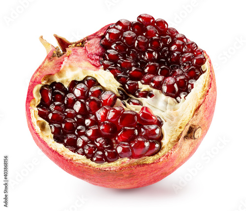 half of pomegranate isolated on a white background