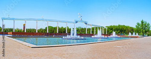 The architecture of Mustaqillik Square in Tashkent, Uzbekistan photo