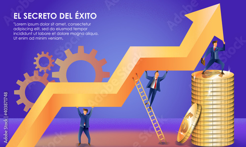 Concepto de éxito en los negocios. flecha negocio, hombre de negocios.