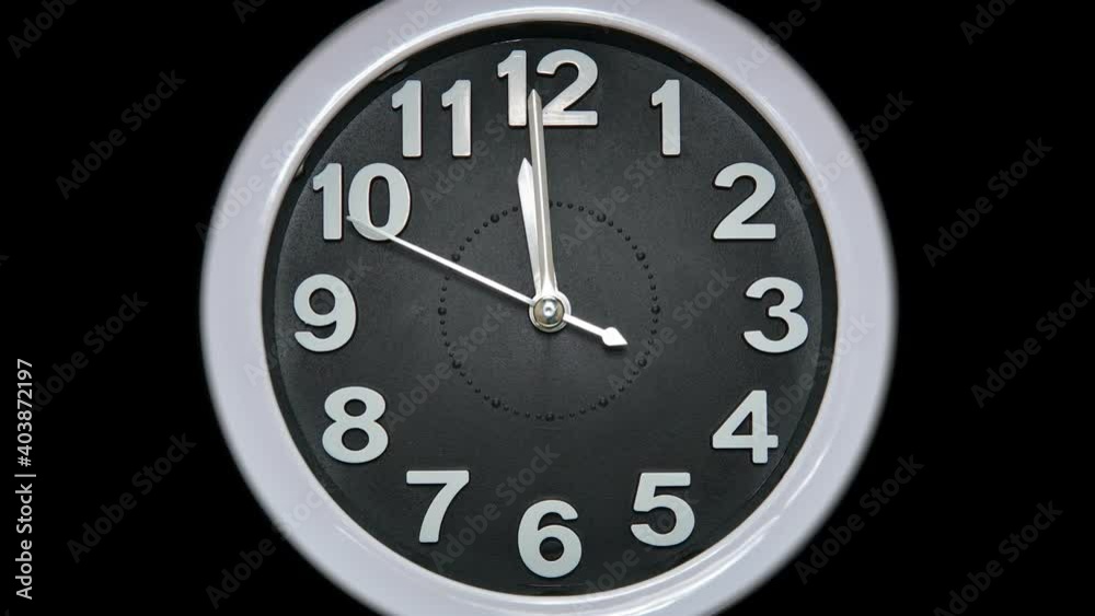 Simple clock dial close-up. Table business timer. Wide lens view to the time lapse walking countdown minute. Running time concept. 4k Simple clock dial close-up. Table business timer. Wide lens view to the time lapse walking countdown minute. Running time concept. 4k