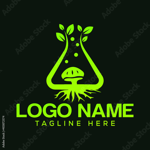 Simple Creative Laboratory with mushroom logo design concept suitable for company logo, print, digital, icon, apps, and other marketing material purpose