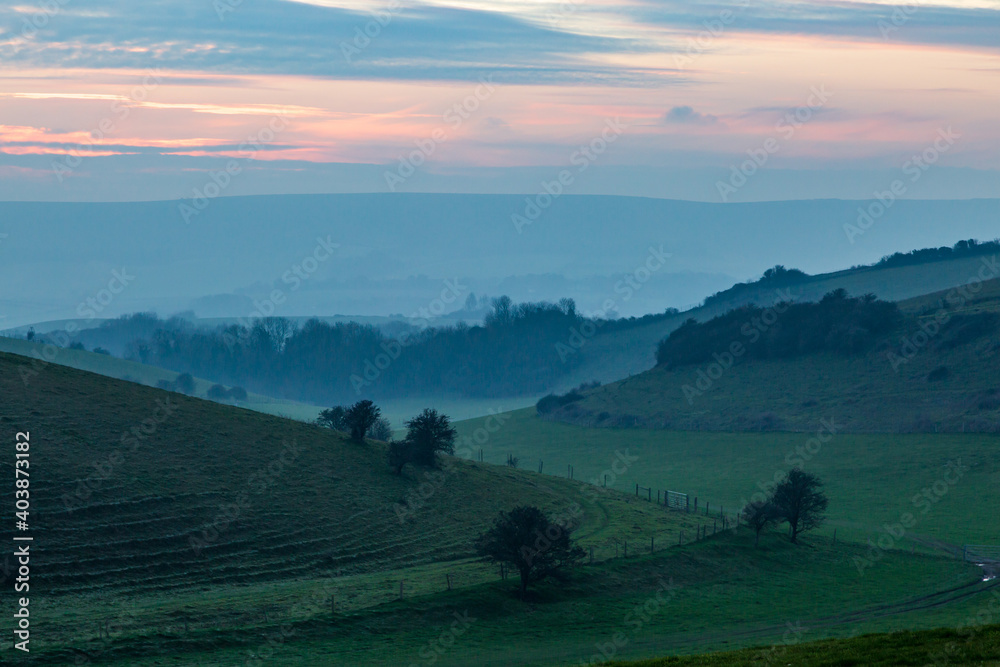 A Late Afternoon View in the South Downs, on a January Day