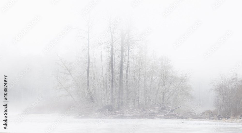 Obraz premium A cold winter storm above the Skagit river in Washington state