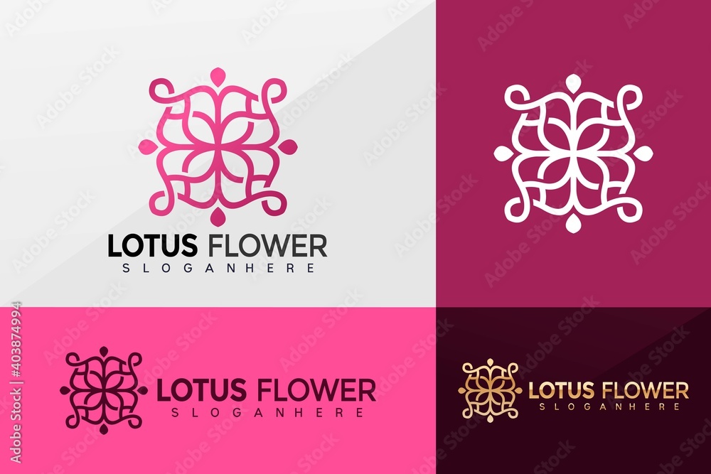Lotus Flower logo vector, Mandala Flowers Logos design, modern logo, Logo Designs Vector Illustration Template