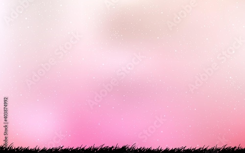 Light Pink, Yellow vector background with galaxy stars.