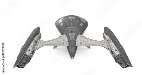 Fototapeta Naklejka Na Ścianę i Meble -  master spaceship in white background top view