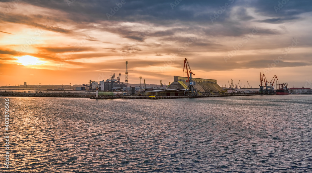 sunset over the harbor