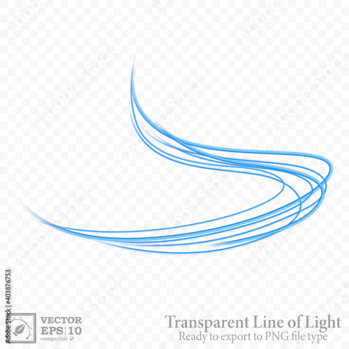 Transparent Blue Wavy Line, Ready Export to PNG File, Isolated and Easy to Edit. Vector Illustration