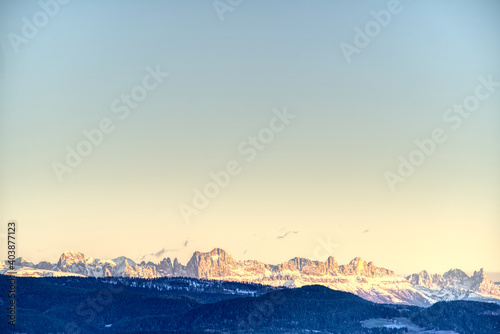 Landscape view of Sarntal Alps in Italy during sunset photo