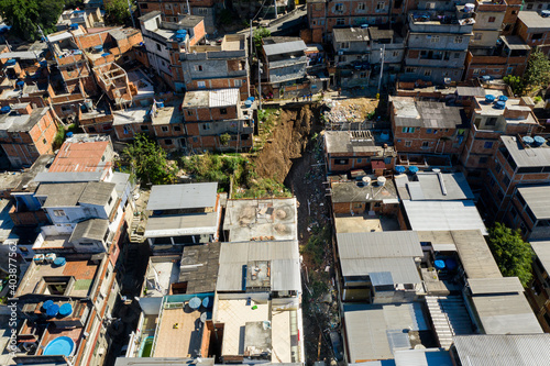 Aerial view of a favela in rio de janeiro, brazil. Slum.