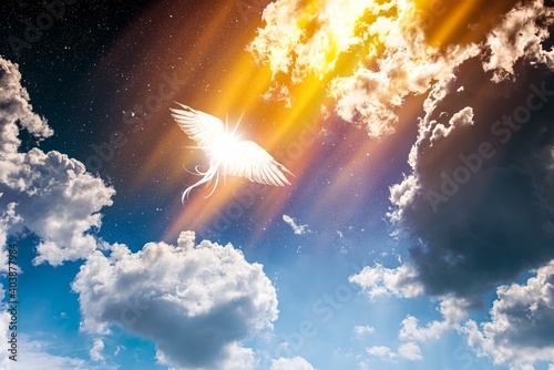 Vászonkép Flight of soul  , Angel in Heaven of Paradise