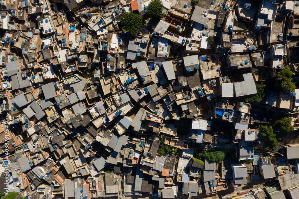 Aerial view of a favela in rio de janeiro, brazil. Slum.
