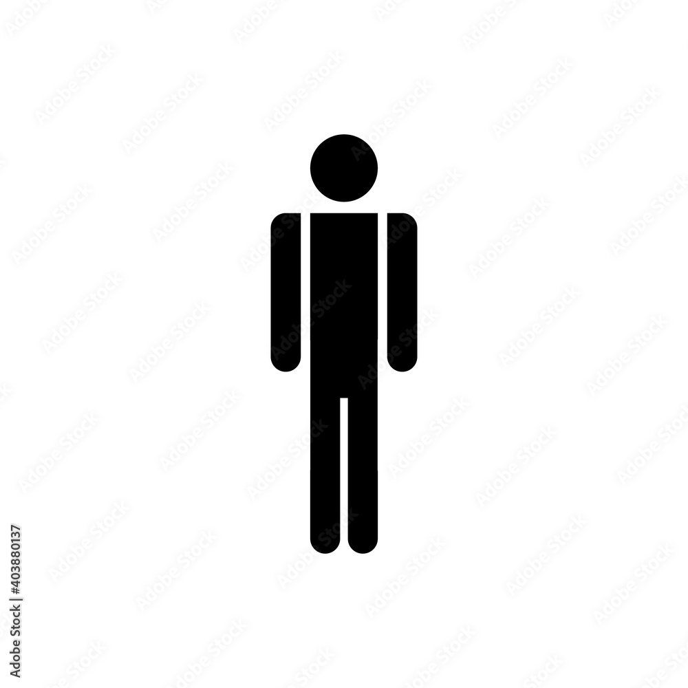 Man simple icon. Male sign for restroom. Boy WC pictogram for bathroom. Vector toilet symbol Man simple icon. Male sign for restroom. Boy WC pictogram for bathroom. Vector toilet symbol