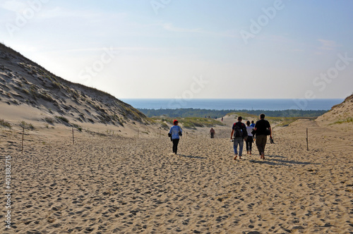 Curonian Spit. Sand Dunes. Walking To The Sea