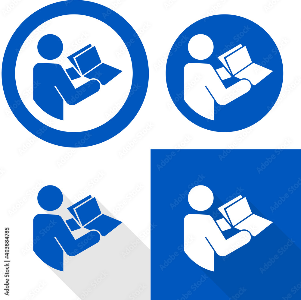 Vetor de Manual book symbol. Read before use. Refer to instruction
