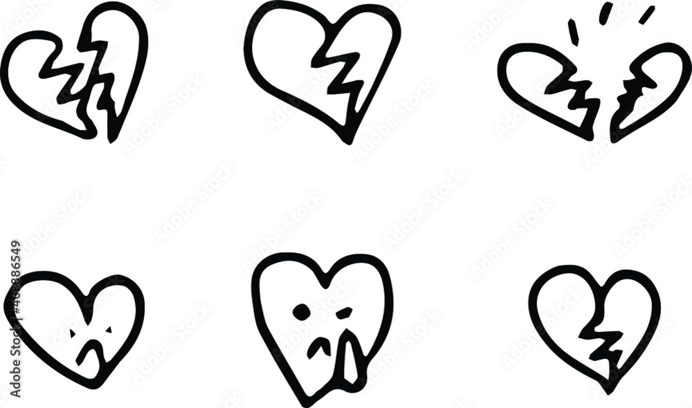 Heartbreak Doodles Handdrawn Breaking Heart Heartbreak Doodles Handdrawn Breaking Heart