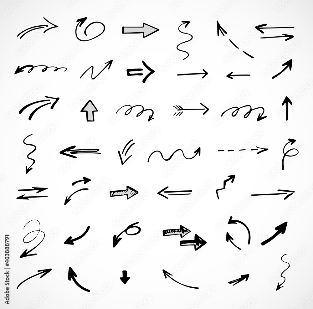 Vector set of hand-drawn arrows, elements for presentation Vector set of hand-drawn arrows, elements for presentation