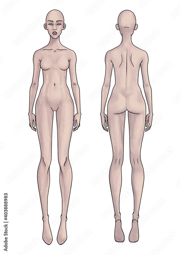 Woman Fashion template - front and back view / skin color 4 Woman Fashion template - front and back view / skin color 4