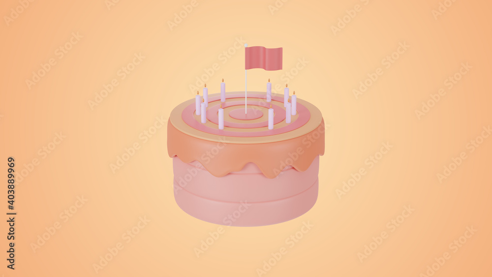 3d render pink cake goal and success concept. 3d render pink cake goal and success concept.