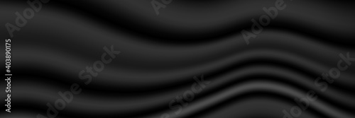Black geometric stripes abstract tech cloth banner design. Vector background. Black cloth background