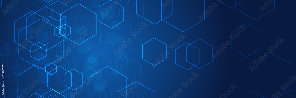 abstract white background with blue hexagonal shapes Stock Vector ...