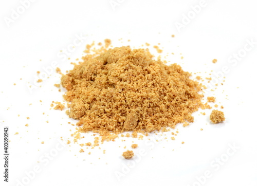 Peanut Butter Powder on a White Background. Ground peanuts.