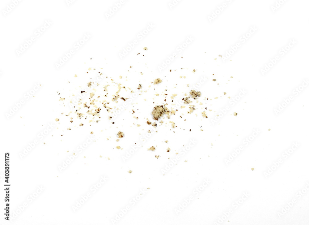 Ground walnuts powder on white. Chopped walnuts pile isolated on white background Ground walnuts powder on white. Chopped walnuts pile isolated on white background