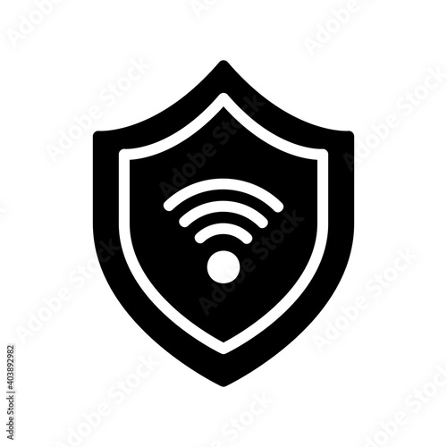 Shield icon vector illustration in solid style about internet of things for any projects