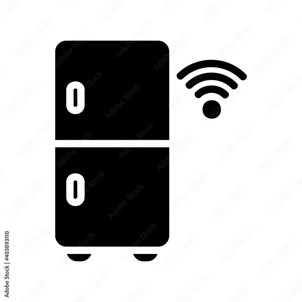 Refrigerator icon vector illustration in solid style about internet of things for any projects Refrigerator icon vector illustration in solid style about internet of things for any projects