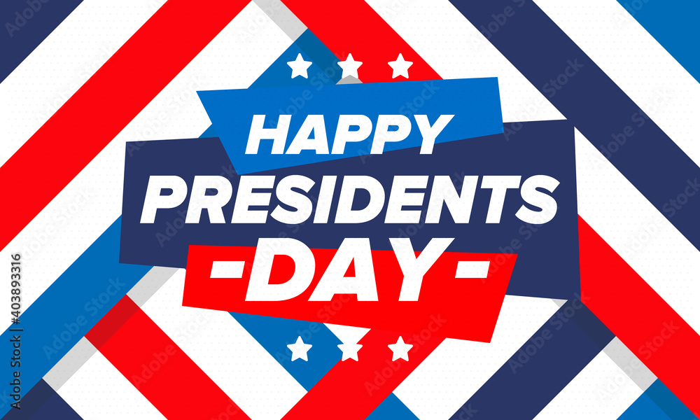 Happy Presidents day in United States. Washington's Birthday. Federal holiday in America. Celebrated in February. Patriotic american elements. Poster, banner and background. Vector illustration Happy Presidents day in United States. Washington's Birthday. Federal holiday in America. Celebrated in February. Patriotic american elements. Poster, banner and background. Vector illustration