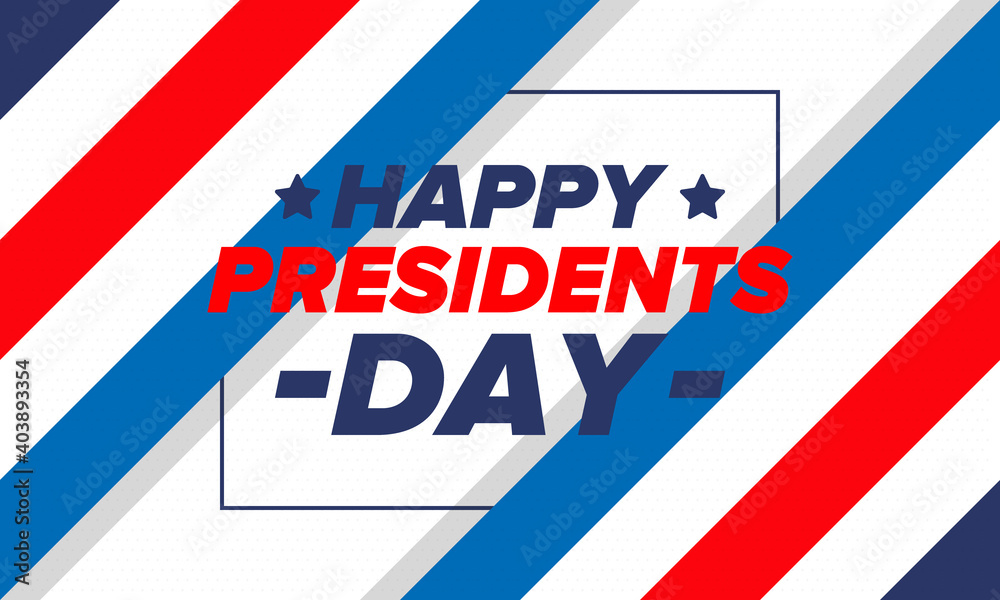 Obraz premium Happy Presidents day in United States. Washington's Birthday. Federal holiday in America. Celebrated in February. Patriotic american elements. Poster, banner and background. Vector illustration