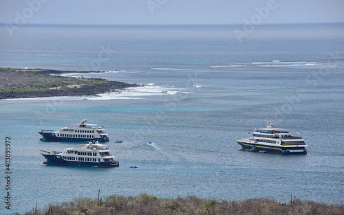 Cruise ships in the bay, Isla San Cristobal, Galapagos Islands, Ecuador