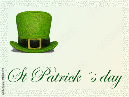  Digitally created illustration.white background with hat , text and sphere St Patick day photo