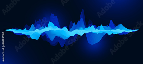 Fotografía Abstract blue digital equalizer on black background