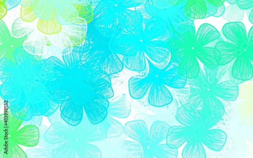 Light Green vector natural artwork with flowers