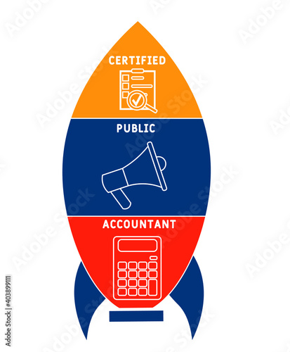 CPA - Certified Public Accountant acronym. business concept background.  vector illustration concept with keywords and icons. lettering illustration with icons for web banner, flyer, landing page