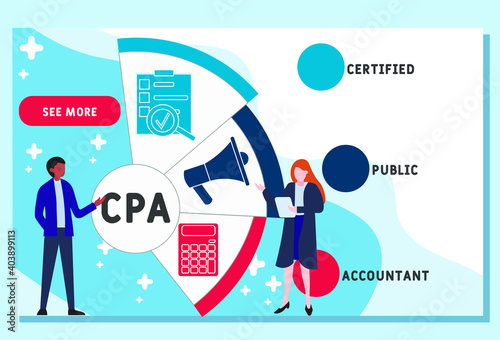 Vector website design template . CPA - Certified Public Accountant acronym. business concept background. illustration for website banner, marketing materials, business presentation, online advertising