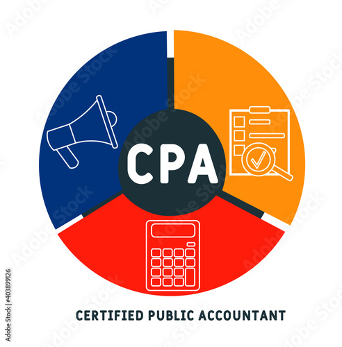CPA - Certified Public Accountant acronym. business concept background.  vector illustration concept with keywords and icons. lettering illustration with icons for web banner, flyer, landing page